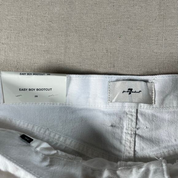 7 For All Mankind Easy Boy Bootcut Womens Size 26 New With Tags White Distressed - Picture 8 of 8